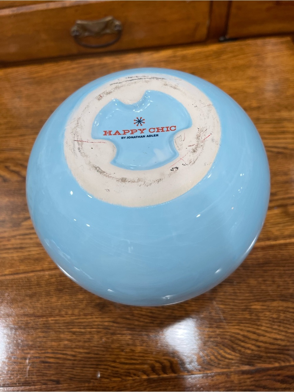 Jonathan Adler Happy Chic Light Blue Ceramic Gourd Vase – Mod Vintage Decor - Picture 3 of 4